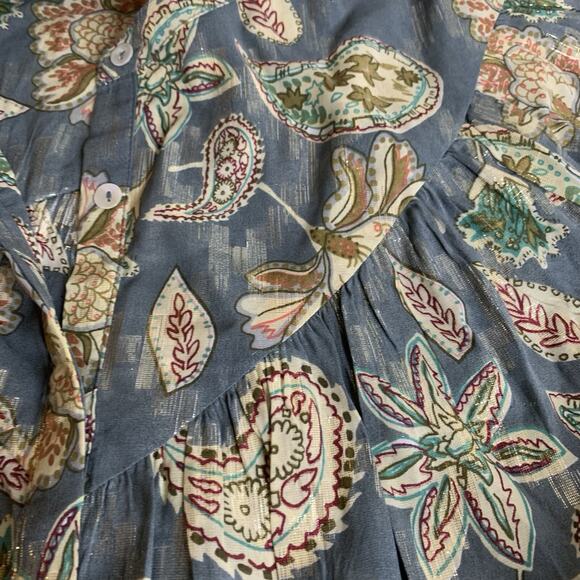 Anthro Bishop & Young Top Women's Size Medium Long Sleeve Hidden Button Front - Picture 5 of 10